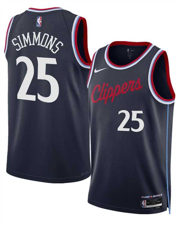 Mens Los Angeles Clippers #25 Ben Simmons Navy 2024-25 Icon Edition Stitched Jersey Dzhi->los angeles clippers->NBA Jersey